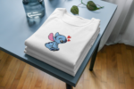 Sitting Stitch with Hearts Embroidery Tee - Image 4